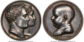 Napoleon silver "Birth of the King of Rome, Napoleon II" Medal 1811-Dated MS62 NGC, Bram-1091, Julius-2432. 41mm. By Andrieu & Denon. Jugate busts of ...