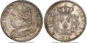 Louis XVIII 5 Francs 1814-Q MS61 NGC, Perpignan mint, KM702.11. Mint Master Jean-Marie de Sainte-Croix (grape). Bareheaded bust of Louis XVIII on the ...