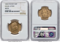 Charles X gold 40 Francs 1830-A AU55 NGC, Paris mint, KM721.1, Gad-1105. Incuse letters variety. Struck shortly before the July Revolution and the rem...