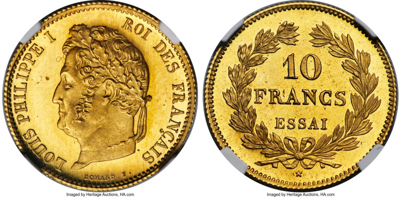 Louis Philippe gold Proof Essai 10 Francs 1831 PR64 Cameo NGC, Paris mint, KM-Un...