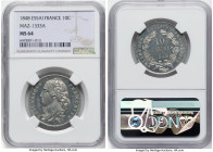 Republic Essai 10 Centimes 1848 MS64 NGC, Paris mint, Maz-1333A. Beautifully preserved and relaying notable mint brilliance that highlights firmly emb...