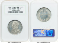 Republic Essai 10 Centimes 1848 MS64 NGC, Maz-1339A. Edge: Plain. Draped, laureate head, left / Denomination and date, all within wreath. Designed by ...