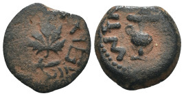 Judea. 1. revolt. (67-68 AD). Æ Prutah. Obv: amphora. Rev: vine leaf. artificial sandpatina. Weight 2,46 gr - Diameter 14 mm