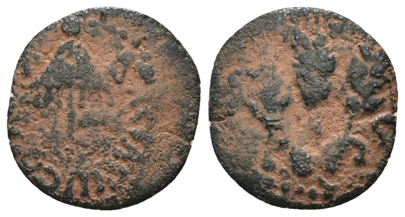 Judea. Agrippa I. (41-42 AD). Æ Prutah. Jerusalem. artificial sandpatina. Weight...