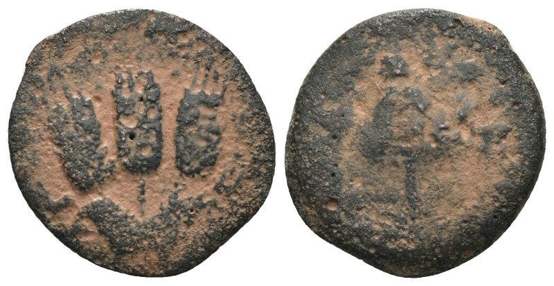 Judea. Agrippa I. (41-42 AD). Æ Prutah. Jerusalem. artificial sandpatina. Weight...
