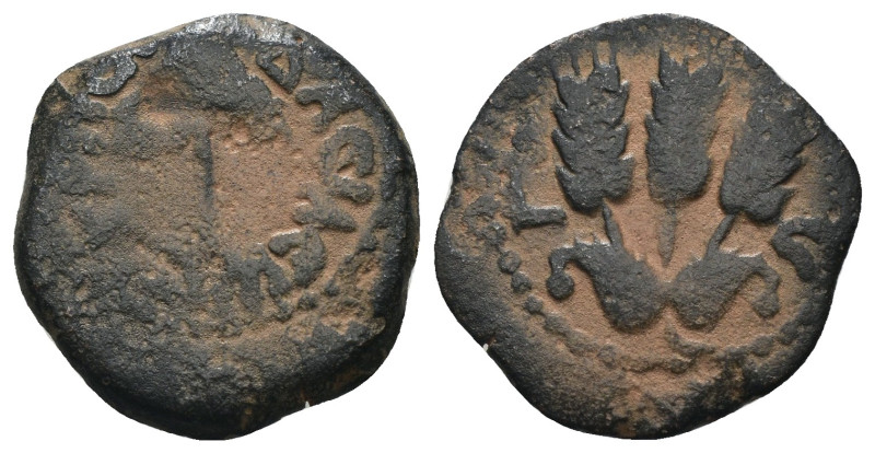 Judea. Agrippa I. (41-42 AD). Æ Prutah. Jerusalem. artificial sandpatina. Weight...