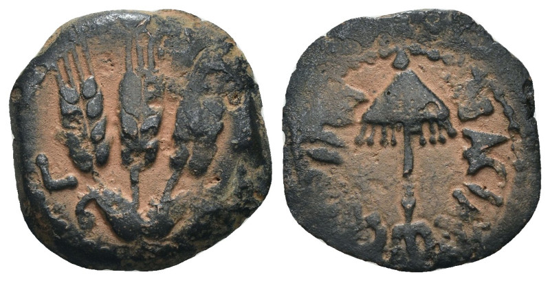 Judea. Agrippa I. (41-42 AD). Æ Prutah. Jerusalem. artificial sandpatina. Weight...