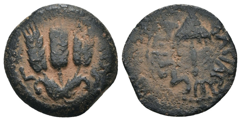 Judea. Agrippa I. (41-42 AD). Æ Prutah. Jerusalem. artificial sandpatina. Weight...