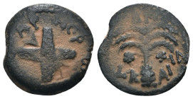 Judea. Antoninus Felix. (52-59 AD). Æ Prutah. Obv: palm tree. Rev: two crossed shields. artificial sandpatina. Weight 2,38 gr - Diameter 14 mm