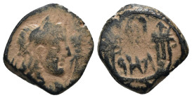 Nabataea. Aretas IV. and Shaqilath I. (9 BC - 40 AD). Bronze Æ. artificial sandpatina. Weight 3,53 gr - Diameter 12 mm