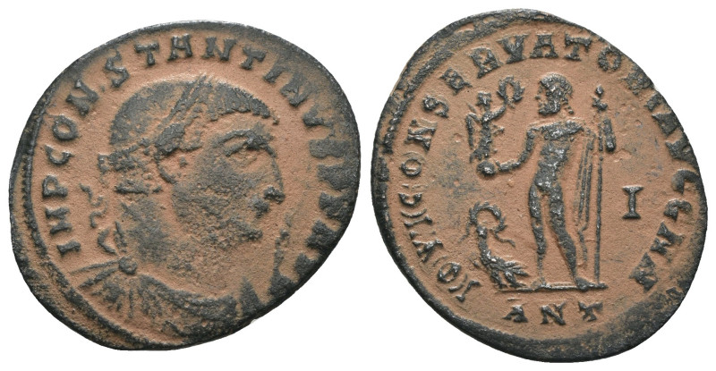 Constantinus I. (317-320 AD). Follis. Antioch. Obv: IMP CONSTANTINVS AVG. draped...