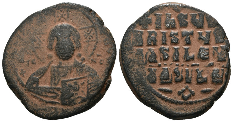 Basil II. and Constantine VIII. (1020-1028 AD). Follis. Constantinople. Obv: bus...