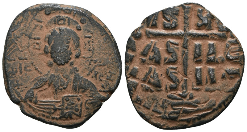 Basil II. and Constantine VIII. (1020-1028 AD). Follis. Constantinople. Obv: bus...