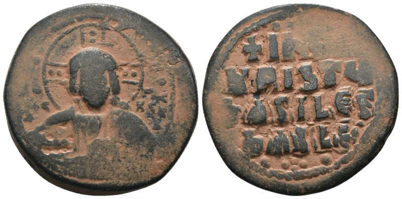 Basil II. and Constantine VIII. (1020-1028 AD). Follis. Constantinople. Obv: bus...