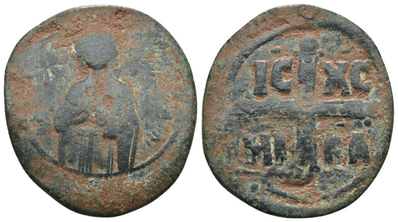 Michael IV. the Paphlagonian. (around 1040 AD). Æ Follis. Constantinople. artifi...