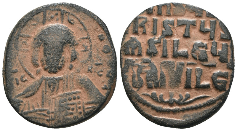 Basil II. and Constantine VIII. (1020-1028 AD). Follis. Constantinople. Obv: bus...