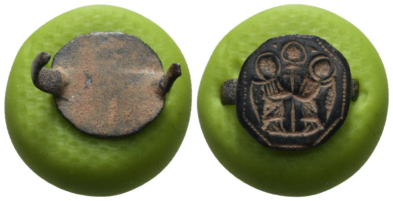 Byzantine Empire. bronze seal-ring. (8th-10th Century). two angles facing. Weigh...