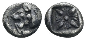 Ionia. Miletos. (4th Century BC) AR Obol. Obv: forepart of lion right. Rev: star-like floral pattern. Weight 1,09 gr - Diameter 8 mm