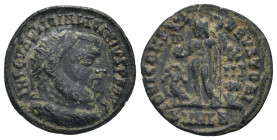 Licinius I. (321-323 AD). Follis. Alexandria. Obv: IMP C VAL LICIN LICINIVS P F AVG. cuirassed bust of Licinius right. Rev: IOVI CONSERVATORI. Jupiter...