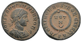 Constantinus I. (307-337 AD). Follis. Thessalonica. Obv: CONSTANTINVS AVG. laureate bust of Constantinus right. Rev: CAESARVM NOSTRORVM / VOT X. In wr...