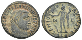 Maximinus II. (310 AD). Follis. Alexandria. Obv: IMP C GAL VAL MAXIMINVS P F AVG. laureate bust of Maximinus right. Rev: GENIO AVGVSTI. Genius standin...