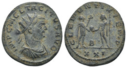 Tacitus. (275-276 AD). Æ Antoninian. Antioch. Obv: IMP C M CL TACITVS AVG. radiate cuirassed bust of Tacitus right. Rev: CLEMENTIA TEMP. Tacitus stand...