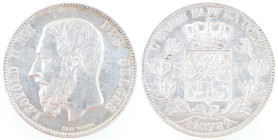 Belgio. Leopoldo II. 1865-1909. 5 franchi 1873. Ag. KM# 24. Peso gr 24,97. Diametro mm. 37. qSPL.