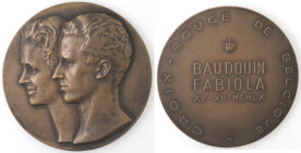 Belgio. Baldovino I. 1951-1993. Medaglia 1960. Br. Croce Rossa. Peso gr. 146,20. Diametro mm. 70. qFDC. (5921)