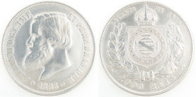 Brasile. Pedro II. 1831-1889. 2000 Reis 1888. Ag. KM# 485. Peso gr. 25,40. Diametro mm. 37. BB/BB+. Pulita. (4323)