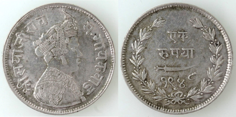 Monete Estere. India. Baroda. Sayaji Rao III. 1875-1939. Rupee. 1948 (1891). Ag....