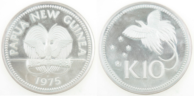 Monete Estere. Papua Nuova Guinea. 10 Kina 1975. Ag. KM# 8a. Peso gr. 42,80. Dia...