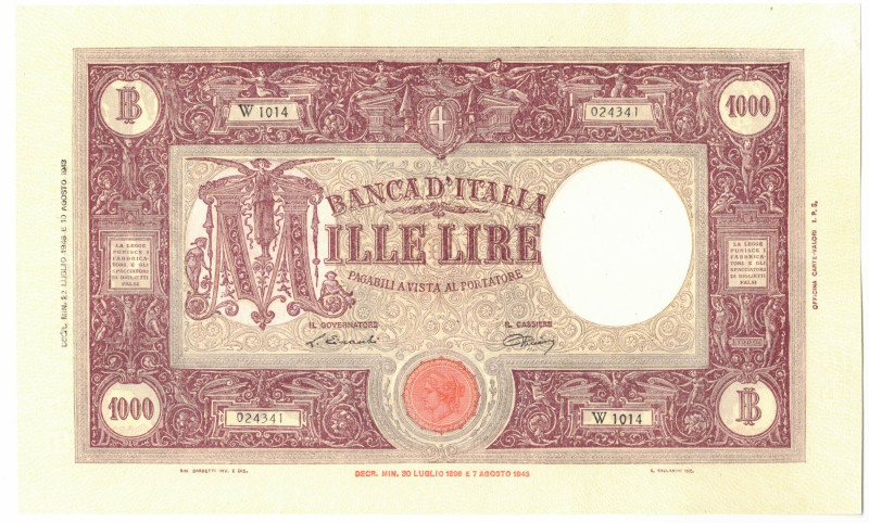 Cartamoneta. Repubblica Italiana. 1.000 Lire Grande M. D.M. 22-07-1946. Gig.BI51...