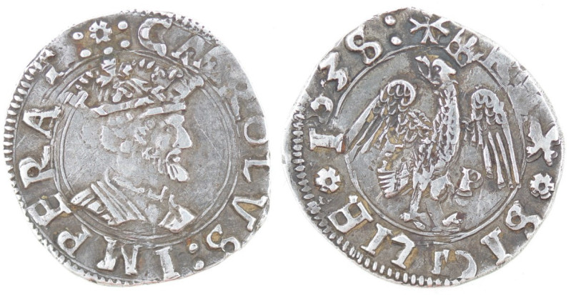 Zecche Italiane. Messina. Carlo V. 1516-1556. Tarì 1535. Ag. MIR 277. Peso gr. 2...