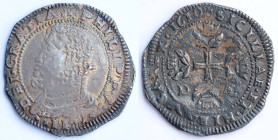 Messina. Filippo III. 1598-1621. Mezzo Scudo 1610. Ag. Sphar 9, MIR 344. Peso gr. 15,74. Diametro mm. 34. SPL+. Patina di monetiere. Salto di conio. (...