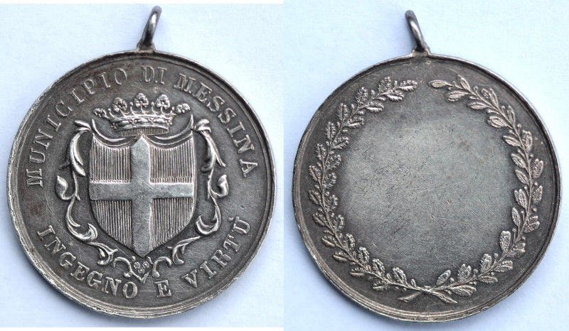 Zecche Italiane. Messina. Medaglia. Municipio di Messina Ingegno e Virtù. Ag. Di...