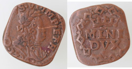 Milano. Carlo VI. 1726-1740. Quattrino 1736. Ae. MIR 407/3. Peso gr. 1,71. Diametro mm. 15. SPL. Graffietto al diritto. (F. Bo)