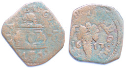 Napoli. Filippo III. 1598-1621. Tornese 1617. Ag. Mag. 75/1. Peso gr. 3,68. Diametro mm. 24. MB. RR.