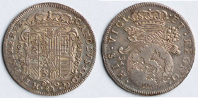 Napoli. Carlo II. 1674-1700. Tarì 1684. Mascherone. Ag. Mag. 16b. Peso gr. 5,62. Diametro mm. 26,00. SPL. Bella patina. RR.