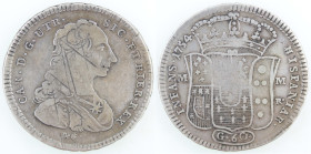 Napoli. Carlo di Borbone. 1734-1759. Mezza Piastra 1754. Ag. Mag 155. Peso 12,50 gr. Diametro 35 mm. qBB. Graffi di conio. NC. (1024)