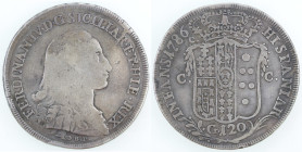 Napoli. Ferdinando IV. 1759-1798. Piastra 1786. Ag. Mag. 243. Peso 26,80 gr. Diametro mm. 41. BB. (1024)