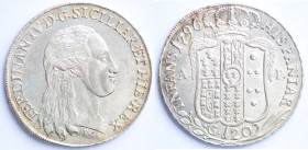 Napoli. Ferdinando IV. 1759-1798. Piastra 1796. Ag. Mag. 258. Peso gr. 27,58. Diametro mm. 41. qFDC. Minimi graffi al diritto. (1024)