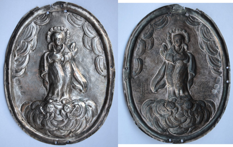 Zecche Italiane. Napoli. Placca 1777. Raffigurante l'Immacolata Concezione. Ag. ...