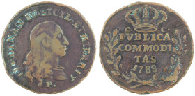 Napoli. Ferdinando IV. 1759-1799. Pubblica 1788. Ae. Mag. 301. Peso gr. 8,26. Diametro mm. 29. BB. Carenze di metallo al bordo. RR. (1024)