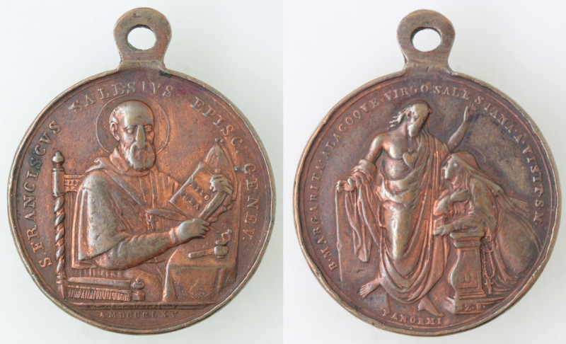 Zecche Italiane. Palermo. Medaglia 1865. San Francesco di Sales e Santa Margheri...