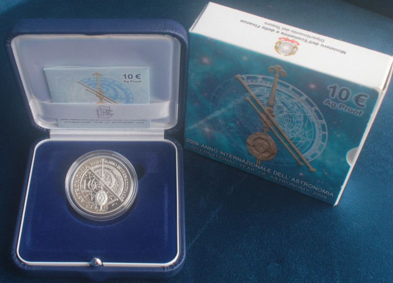 Euro. Repubblica Italiana. 10 Euro 2009. Ag. Anno Internazionale dell'Astronomia...