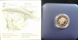 Euro. Repubblica Italiana. 2 euro 2016. 550° Anniversario della Morte di Donatello. Proof. In confezione della Zecca. (0724)