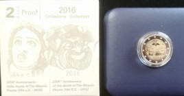 Euro. Repubblica Italiana. 2 Euro 2016. 2200° Anniversario della Morte di Tito Maccio Plauto. Proof. In confezione Originale della Zecca. (0724)