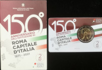 Euro. Repubblica Italiana. 2 Euro Coin Card 2021. Bimetallica. 150° Anniversario dell'Istituzione Roma Capitale d'Italia. FDC. (0724)