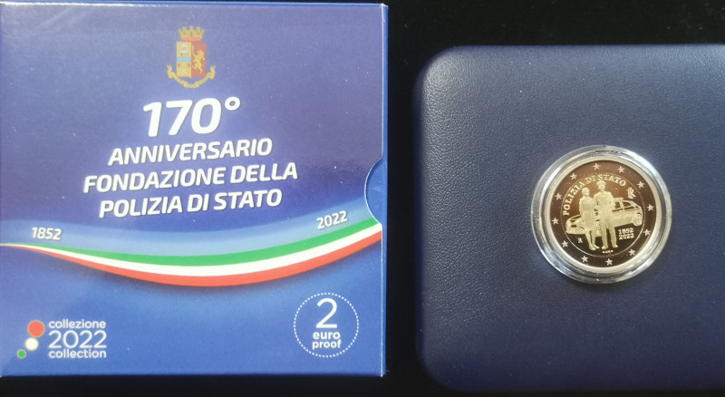 Euro. Repubblica Italiana. 2 Euro 2022. 170° Anniversario Fondazione della Poliz...