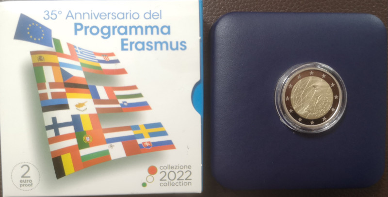 Euro. Repubblica Italiana. 2 Euro 2022. 35°Anniversario del Programma Erasmus. P...